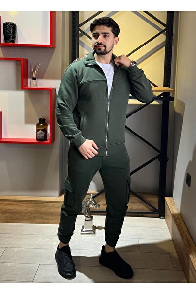 Butik Fermuarlı Alt Üst Haki Eşofman Takımı