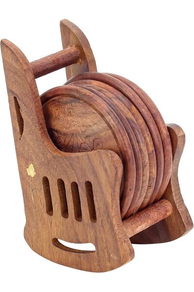 Winds Trading Wooden Coasters for Tea, Coffee, Beer, Tumblers & Glasses, Set ...