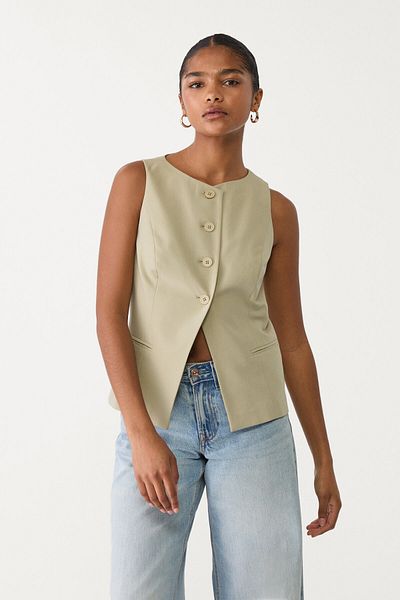 Stradivarius سترة بأزرار عادية