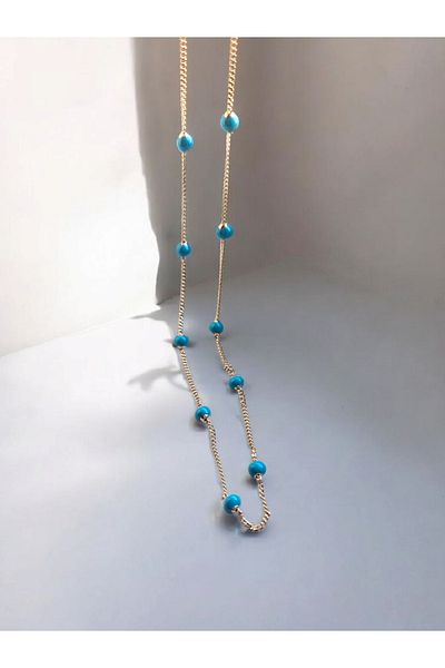 XUPING JEWELRY Melekcehobi Jewelry Xuping Brand Blue Beaded 45 cm Summer Necklace