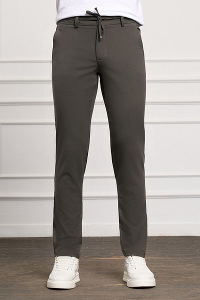 Morven Khaki Slim Fit Slim Fit Side Pocket Lace up Jogger Men's Trousers