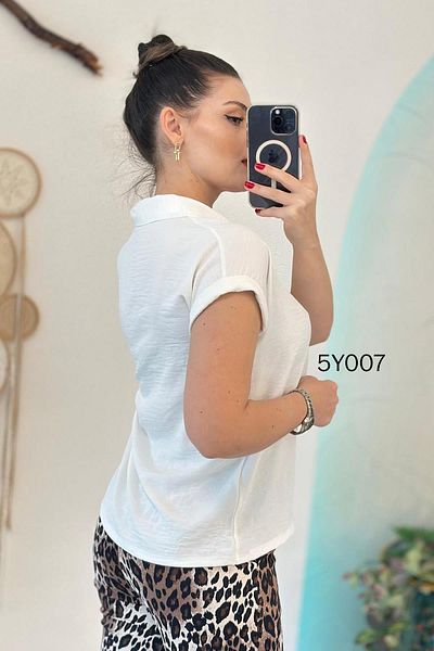 İnce Topuk Polo Neck Buttoned Aerobin Blouse 5Y007