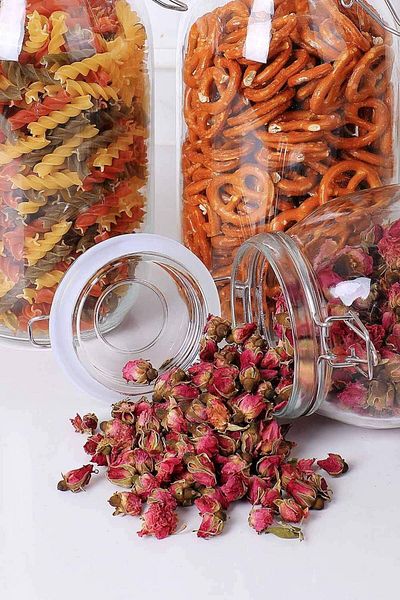 AKDC ComSaf Glass Storage Jars with Lids, Set of 3, 1000ml, Airtight Canning Canisters for Kitchen