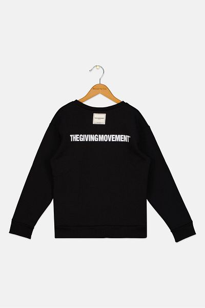 The Giving Movement Kids Boy Long Sleeve Embroidered Logo Sweatshirt, Black