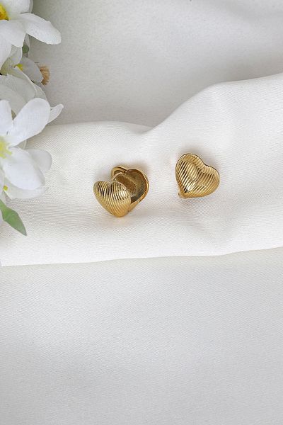 Mrs Flower Heart Double Sided Steel Earrings
