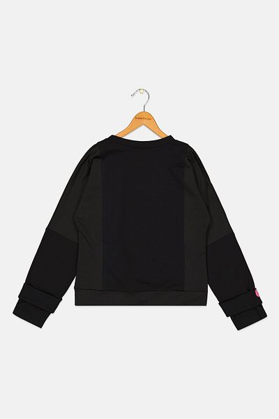FREDDY Kids Girl Round Neck Long Sleeve Brand Logo Sweatshirt, Black