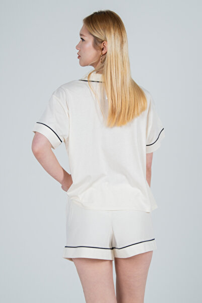 Kyron Σετ γυναικείες πιτζάμες από βαμβακερό ύφασμα με κοντό μανίκι - Κομψές και άνετες / Διαφορετικές επιλογές χρωμάτων