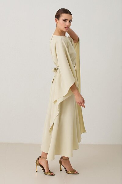 Setre Μπεζ φόρεμα με λεπτομέρεια με ζώνη μέσης μίντι μήκους