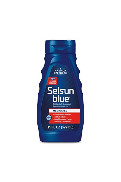 Selsun Blue شامبو طبي مضاد للقشرة، علاج قوي لفروة الرأس مع كبريتيد السيلينيوم، 11 أونصة سائلة.
