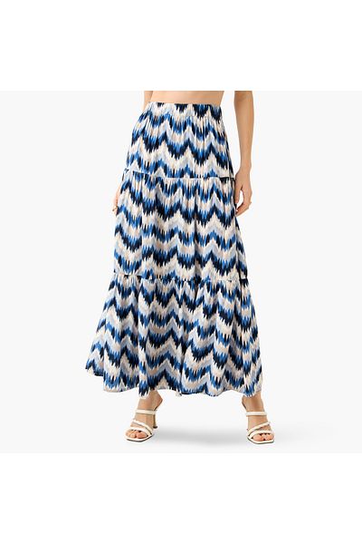 FAV Printed Maxi Skirt with Elasticated Waistband