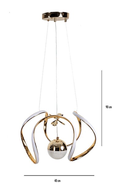 Luzarana Bella Gold Kaplama Camlı 3 Renkli Ledli Modern Lux Sarkıt Avize