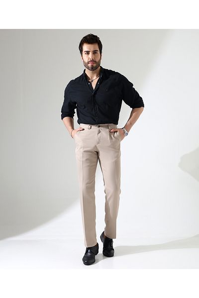 Sunello Men's Casual Regular Cut Dobby Trousers