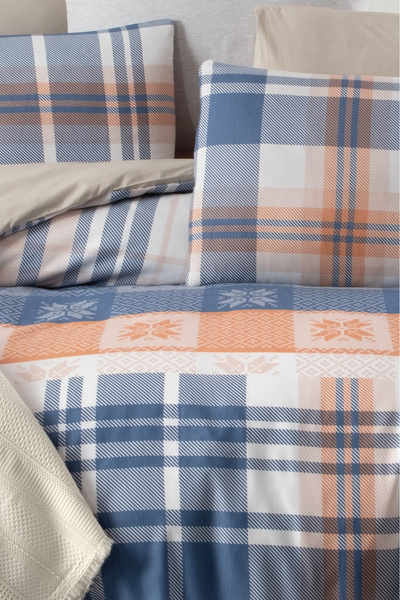 MyStory Home Set cuvertură dublă cu cearșafuri elastice în carouri