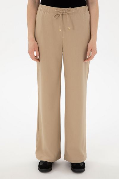 U.S. Polo Assn. Women's Light Khaki Loose Relax Fit Canvas Trousers 50290877 -Vr183