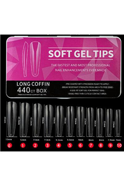 Beauty Box 440'lı Long Coffin Soft Gel Tips Profesyonel Nail Art Hızlı Tırnak...
