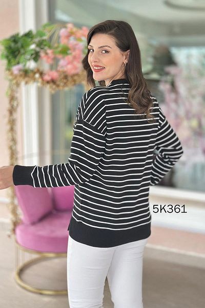 İnce Topuk Суитшърт с 2 нишки и райета 5k361