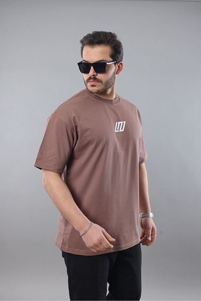 LTC Jeans Ανδρικό μπλουζάκι με στάμπα σε καφέ Oversize Fit