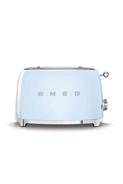 SMEG محمصة خبز على طراز الخمسينيات، مكونة من شريحتين، باللون الأزرق الفاتح