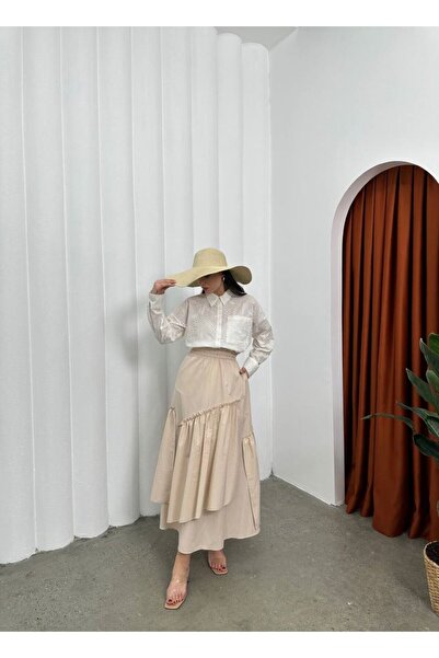 jennyfer garment İTHAL TERİKOTON KUMAŞ CEP DETAYLI TASARIM ETEK