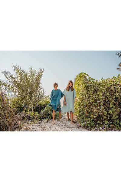 Pamukme KIDS COTTON BEACH PONCHOS- WAFFLE MINT 6-8 YEARS