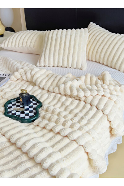 sharpdo Light Luxury Short-Pile Rabbit Fur Thickened Blanket, Suitable for Office Nap Blanket