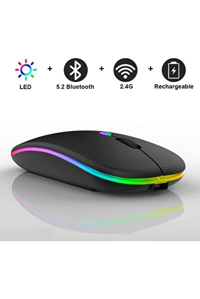 UmoTech RGB Işıklı Kablosuz Bluetooth Klavye Mouse Seti Şarjlı Ultra Slim Tablet Telefon Windows Uyumlu