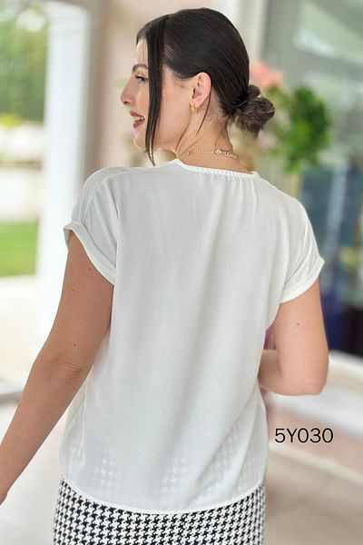İnce Topuk Button Detail Aerobin Blouse 5Y030