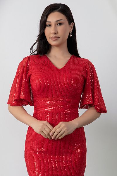 PULLIMM Rochie lungă cu paiete cu decolteu în V AP-3004
