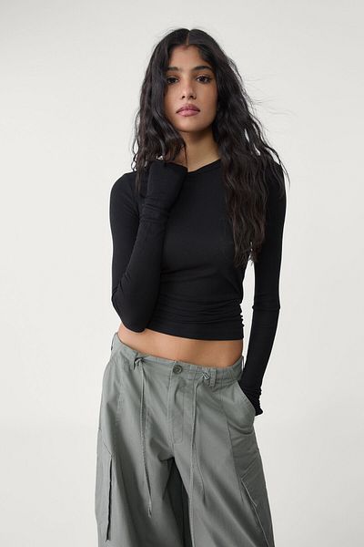 Stradivarius Ribbed long sleeve T-shirt