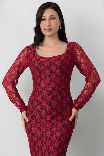 PULLIMM Square Neck Lace Fish Dress Ap-3005