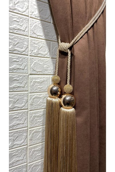 Helezoni Accesoriu pentru perdea Bracol dublu cu ciucuri Metal și piatră Lux Cortina de ridicare Cornișă Takmatik 1BUC