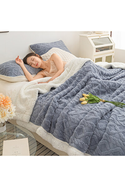 sharpdo Coral Flannel Thickened Lambswool Blanket Sofa Blanket 180*200CM