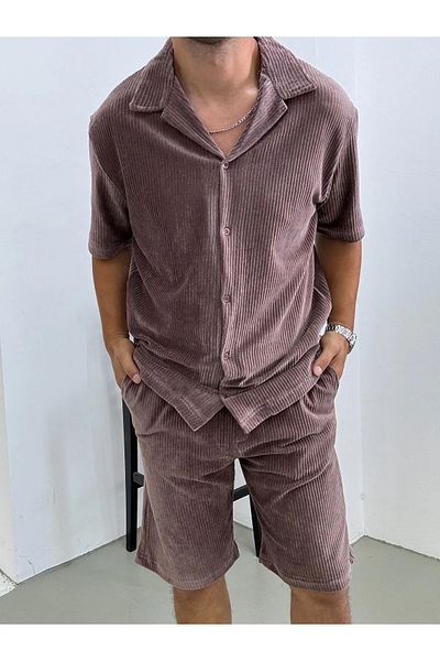 King Brothers Set cămașă slim fit pentru bărbați - cu mâneci și picior murdare, potrivire completă
