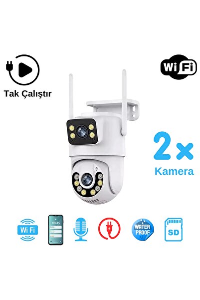 OEM Radex Rd-Wifi306 3MP+3MP 2 Kameralı Full Hd Wifi Güvenlik Kamerası-Gece G...