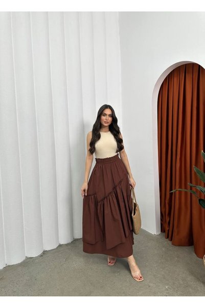 jennyfer garment İTHAL TERİKOTON KUMAŞ CEP DETAYLI TASARIM ETEK