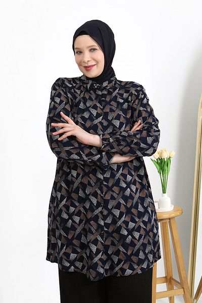 VELLICHOR Plus Size Buttoned Viscose Fabric Relax Cut Tunic