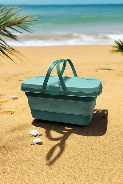 Orvila Folding Picnic Set |   Silicone Basket Camping Bag with Table