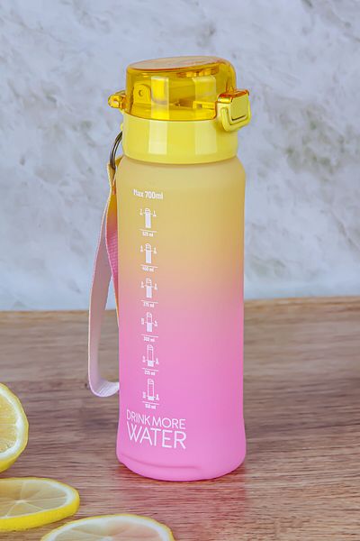 Poomy Large Size 700 ml Leakproof Lid Motivational Flask Water Bottle with Straw, Water Bottle, Drawstring Flask