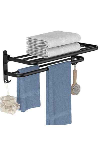 sharpdo Bathroom towel rack, non perforated storage rack, wall mounted foldable towel storage rack
