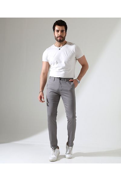 Sunello Men's Slim Fit Slim Cut Dobby Trousers