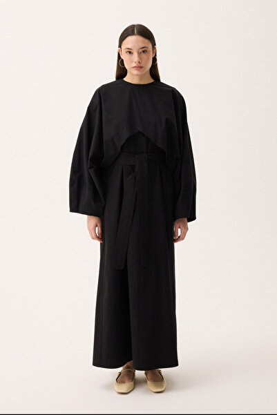 ZÜLAYS Croplu Elbise Takım Siyah