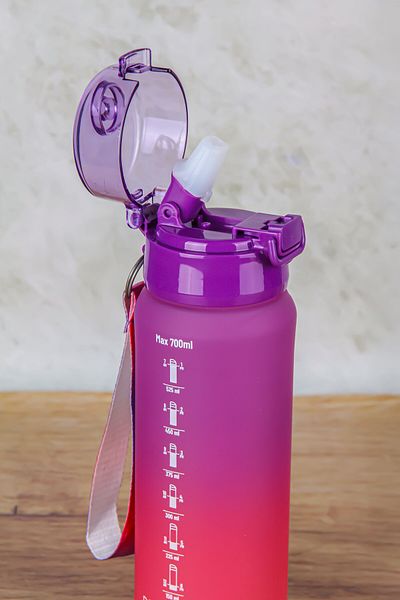 Poomy Large Size 700 ml Leakproof Lid Motivational Flask Water Bottle with Straw, Water Bottle, Drawstring Flask