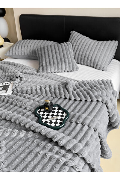 sharpdo Light Luxury Short-Pile Rabbit Fur Thickened Blanket, Suitable for Office Nap Blanket