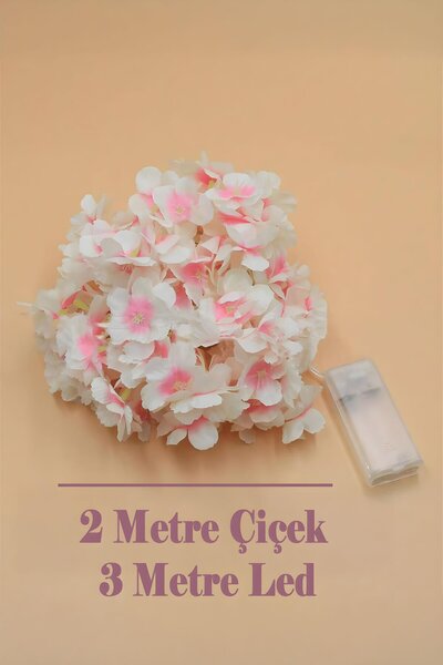 Buka Shops Yapay Kiraz Çiçeği (Sakura) ve 3 Metre LED Işık Seti - Yapay Çiçek Sarmaşık - 1.85 metre Çiçek