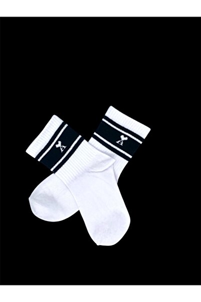 Alem Tekstil جوارب منقوشة بحرف 'أ' مخططة باللون الأسود، زوجان