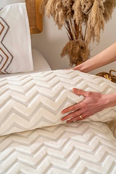 Rivaİstanbul Jacquard Raschel Scandinavian Double Bedspread Bohemian Punch Zigzag Pattern