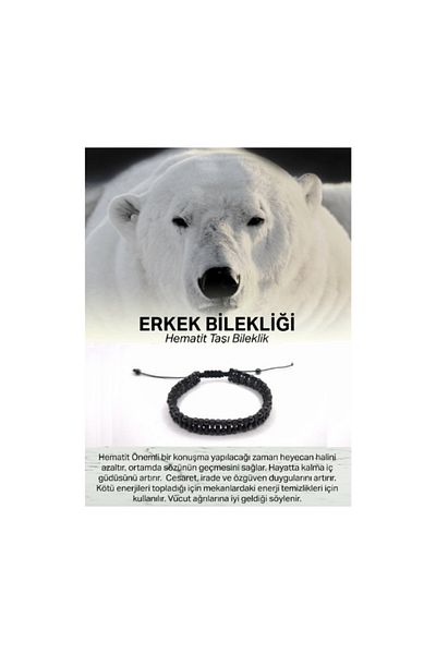 OSMANLI DOĞAL TAŞ Hematite Natural Stone Men's Design Bracelet