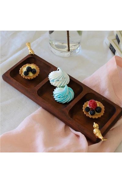 Akayev Wooden 3-Section Gold Bird Presentation Holder