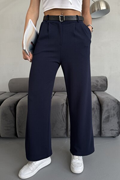 BACK Lycra Palazzo Trousers with Belt Detail