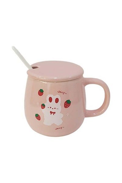 Miniso Animal Series Ceramic Cup with Lid and Spoon (370mL)